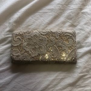 Gold sparkle wallet with lace